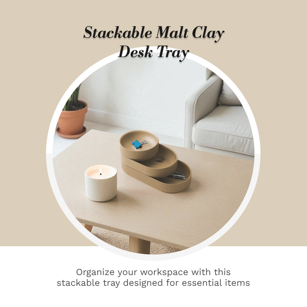 3-Piece Stackable Desk Trays – 3 Tier Paper Organizer with Large Medium & Small Trays – Modern Stackable Document