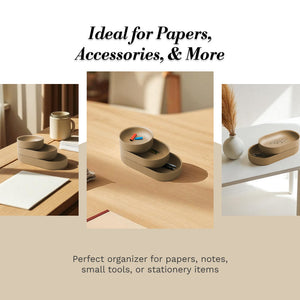 3-Piece Stackable Desk Trays – 3 Tier Paper Organizer with Large Medium & Small Trays – Modern Stackable Document