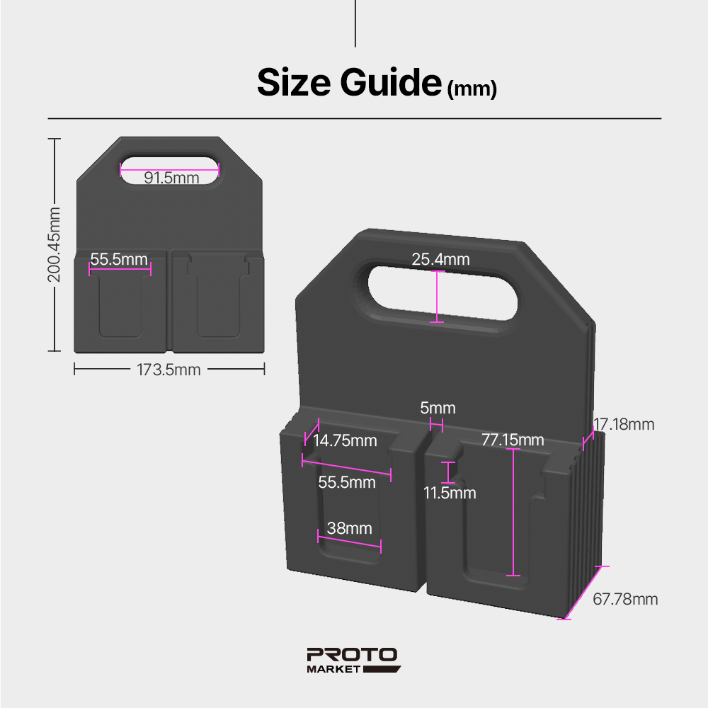 4-Pack Battery Caddy for Milwaukee M18 – Wall Mount Holder – Space-Saving Organizer – Durable PETG - Power Tool