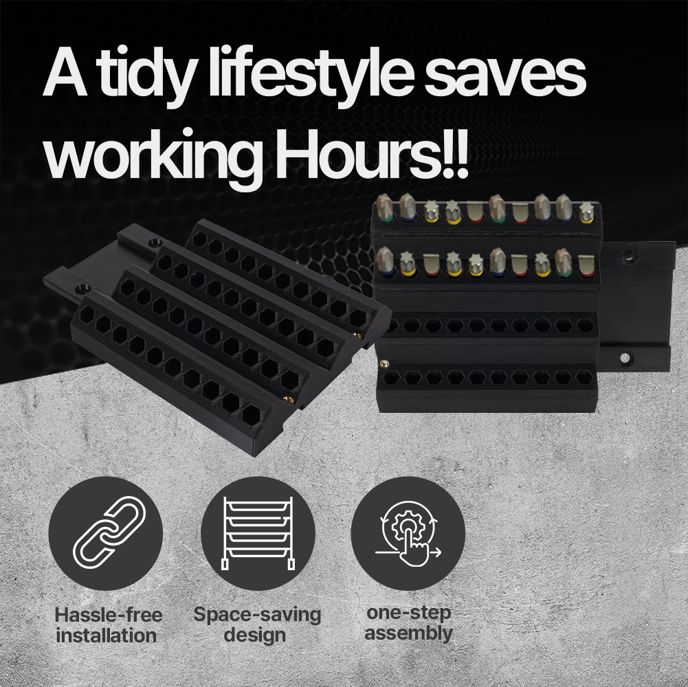 40 pcs Bit set wall mount holder – 40 pcs Bit Set Wall-Mount Holder – Efficiently stores and organizes bit sets saving