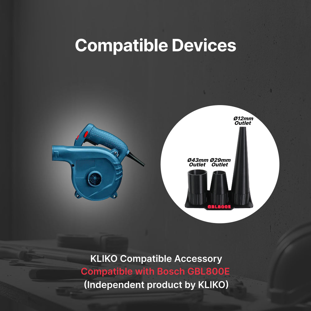 Bosch GBL 800E Round Blower Nozzle 3-Piece Set with Wall Mount Holder