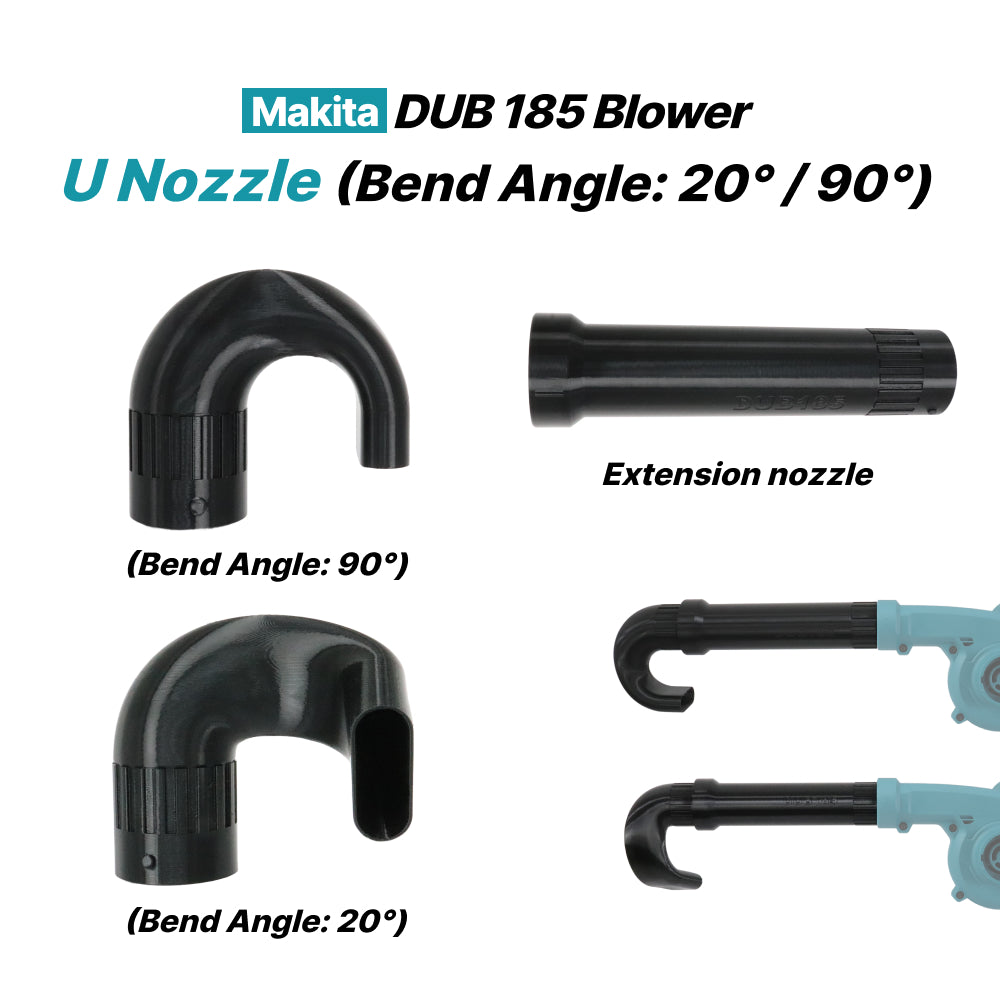 Makita DUB185 Blower Curved Nozzle – U Shape 20° or 90° or Extension Nozzle Option