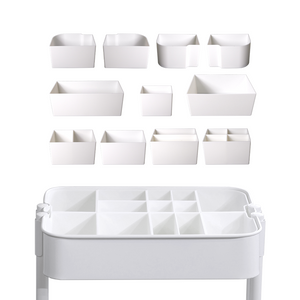11-Piece Slim Cart Dividers Set for IKEA RÅSKOG – 3-Tier Rolling Cart Dividers & Storage Bins with Hooks – Pastel
