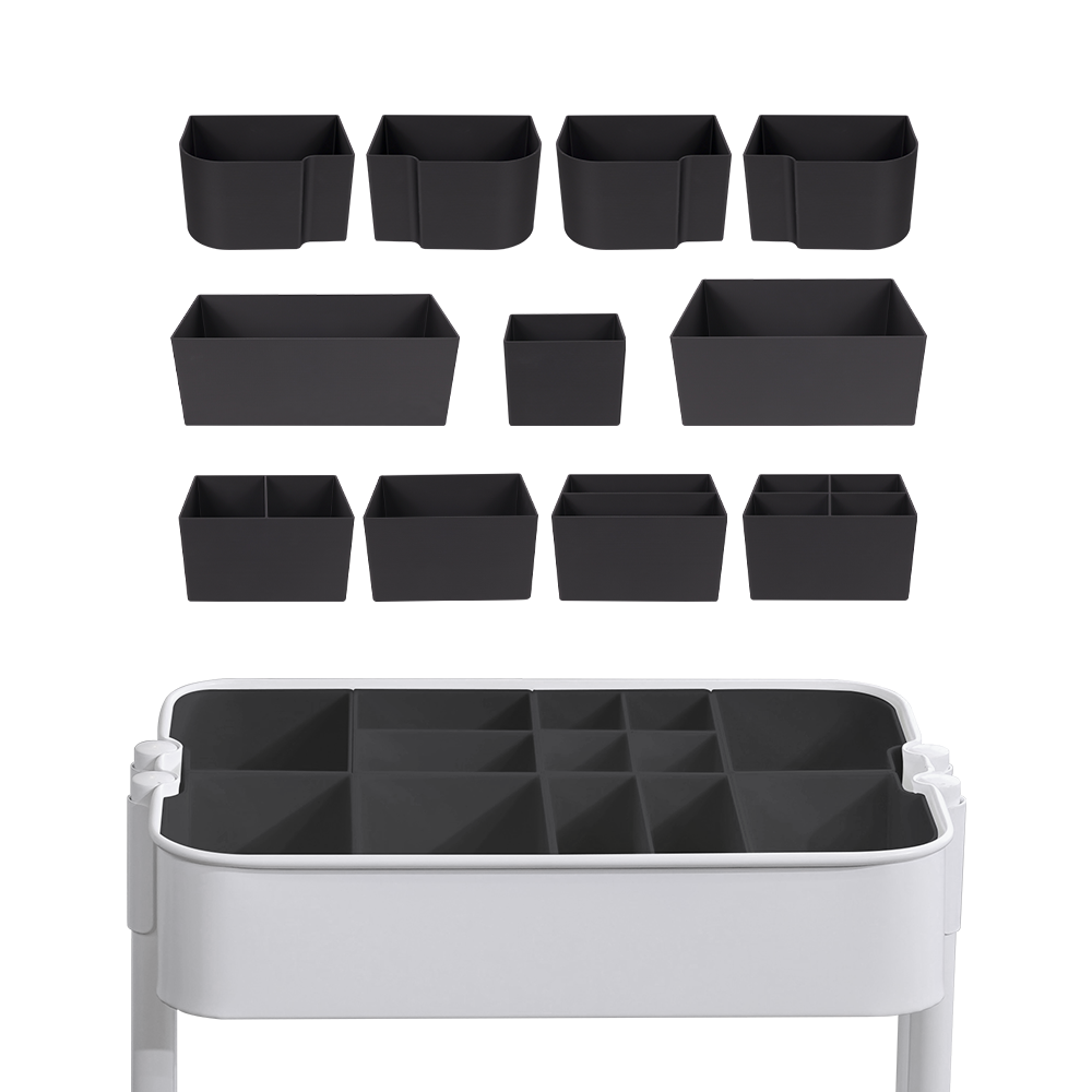 5-Type Divider Set for IKEA RÅSKOG (S) – Customizable Storage Bins & Hooks – 11 Solid Color Options – Modular Inserts