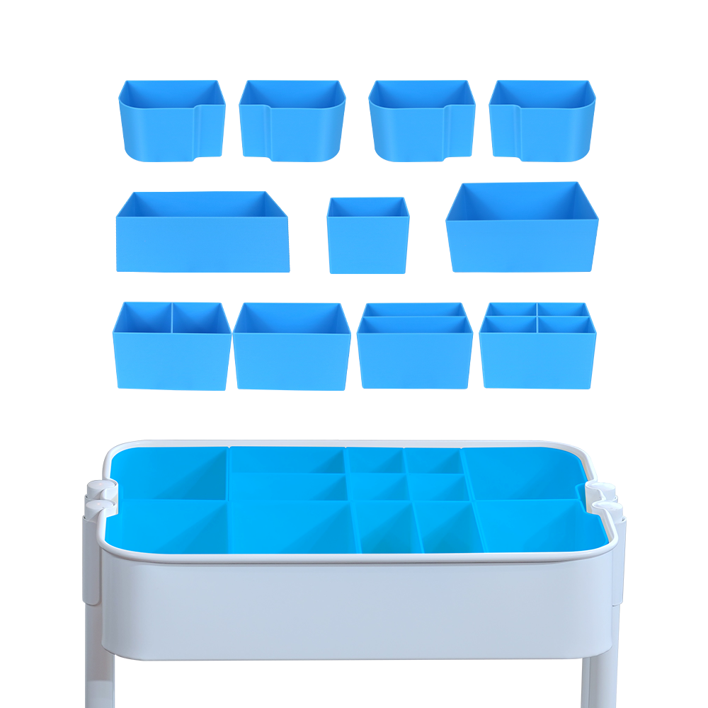 5-Type Divider Set for IKEA RÅSKOG – Customizable Storage Bins & Hooks – 11 Solid Color Options – Modular Inserts