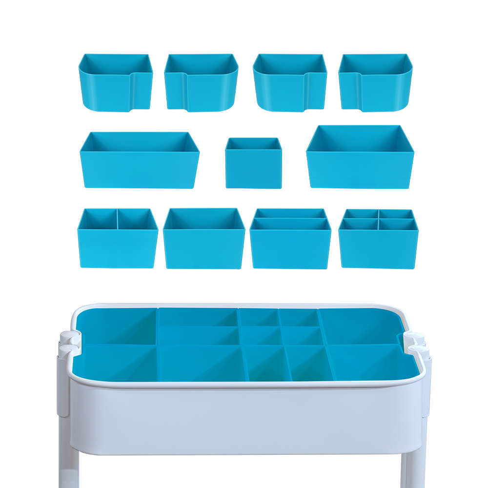 5-Type Divider Set for IKEA RÅSKOG – Customizable Storage Bins & Hooks – 11 Solid Color Options – Modular Inserts