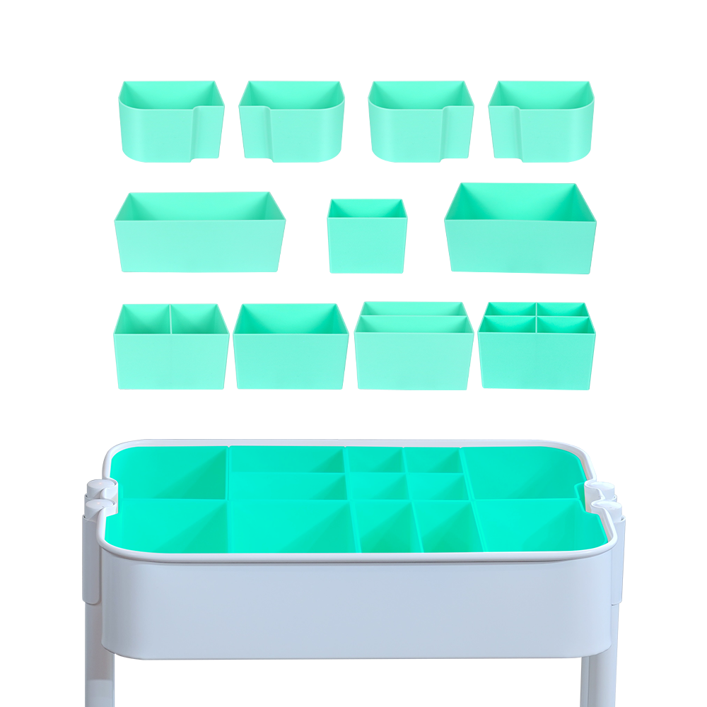 5-Type Divider Set for IKEA RÅSKOG – Customizable Storage Bins & Hooks – 11 Solid Color Options – Modular Inserts