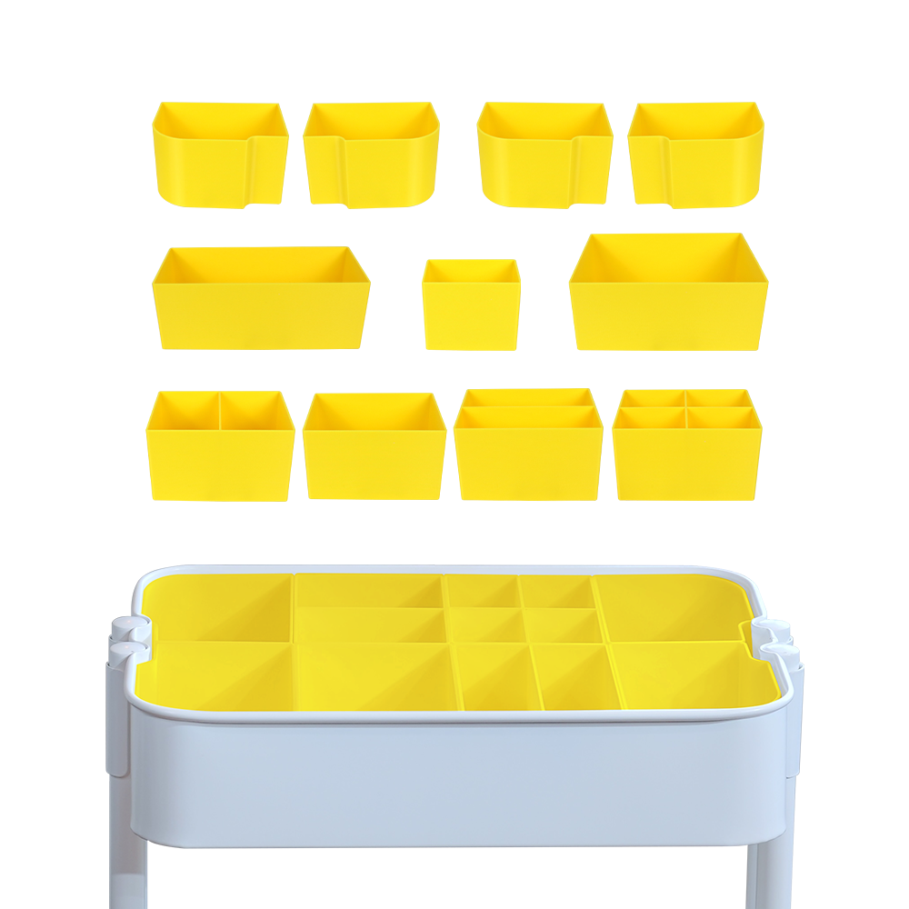 5-Type Divider Set for IKEA RÅSKOG – Customizable Storage Bins & Hooks – 11 Solid Color Options – Modular Inserts