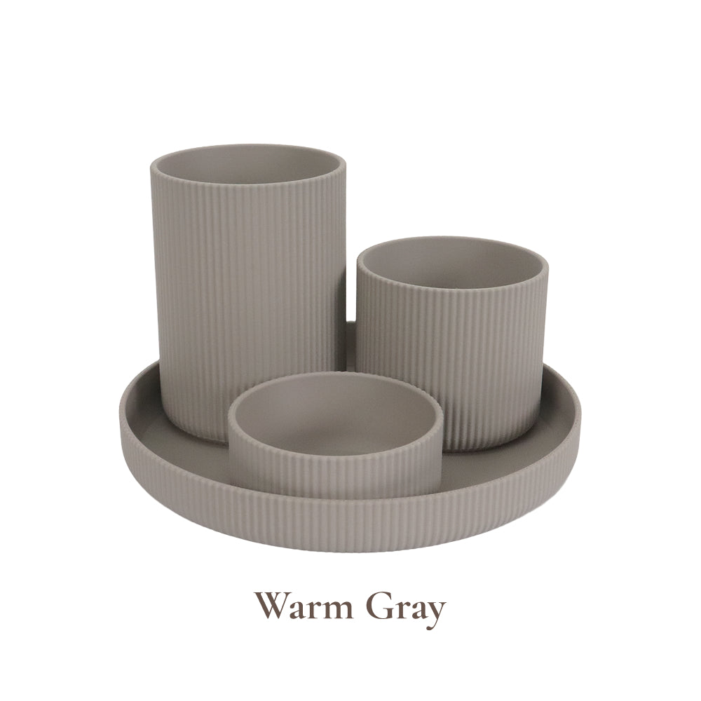 Minimal Round Desk Organizer, Contemporary Multi-Cup Storage for Office & Home