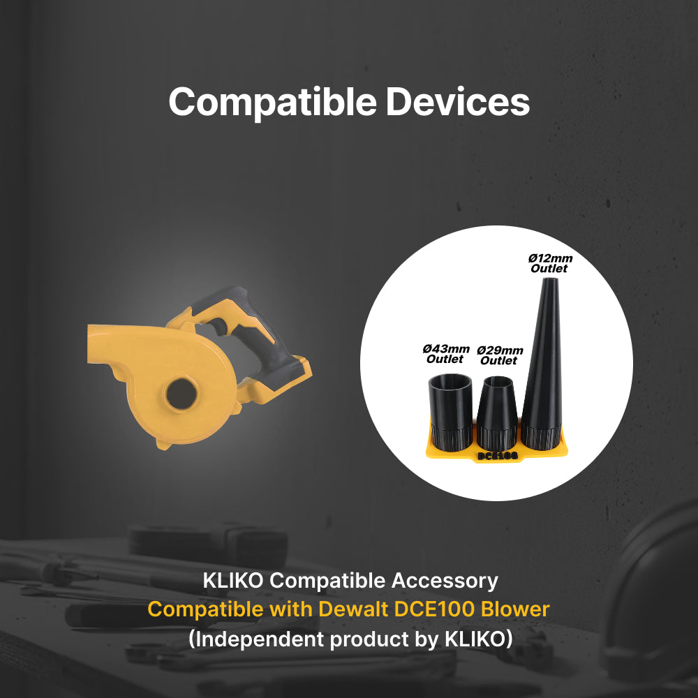 Dewalt DCE100 Round Blower Nozzle 3-Piece Set with Wall Mount Holder