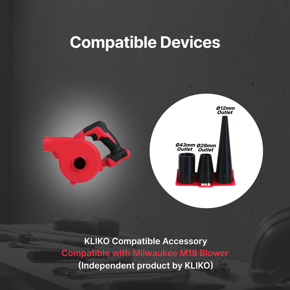 Milwaukee M18 Round Blower Nozzle 3-Piece Set with Wall Mount Holder