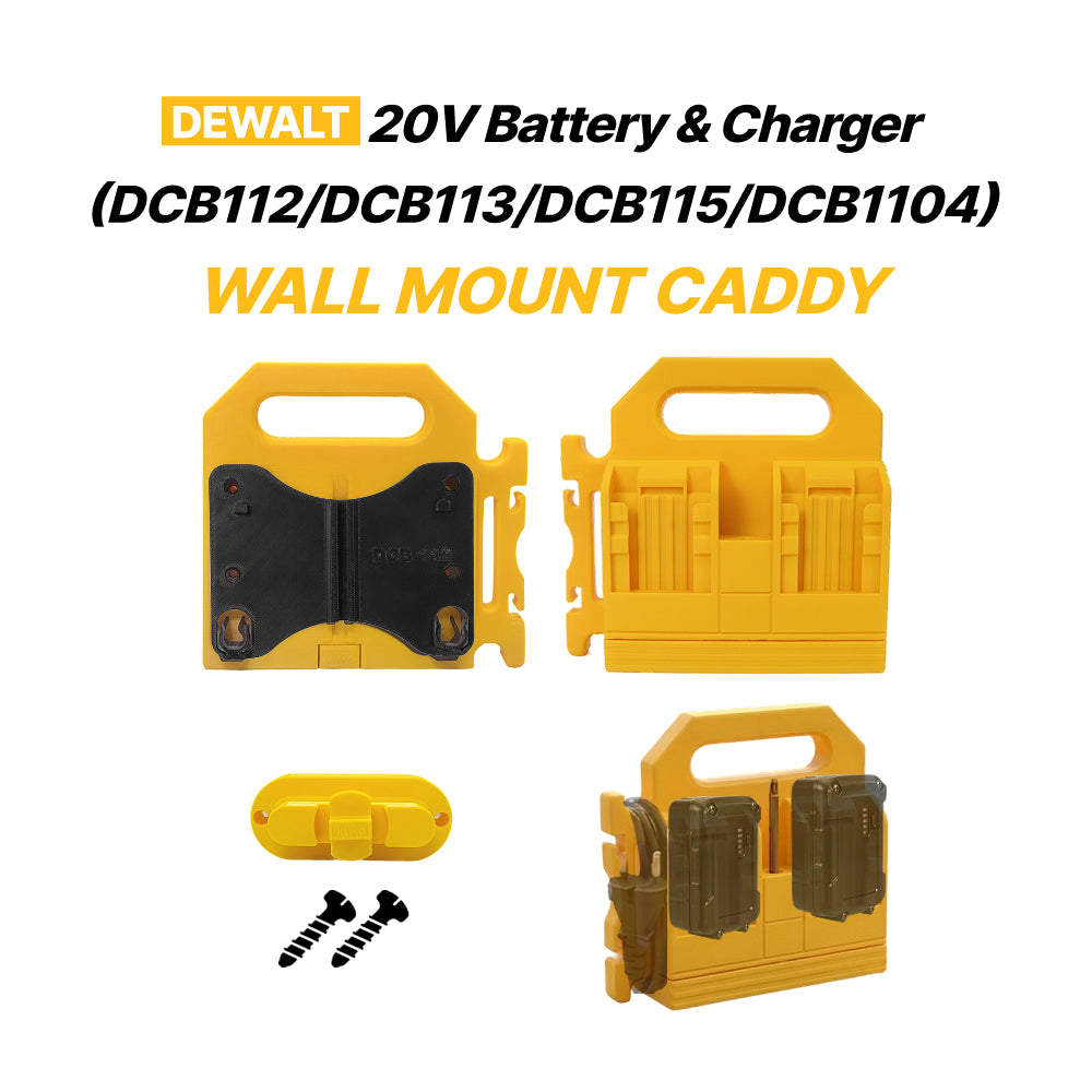 DEWALT 20V Battery & Charger Wall Mount Caddy (DCB112 / DCB113 / DCB115 / DCB1104), Storage Holder