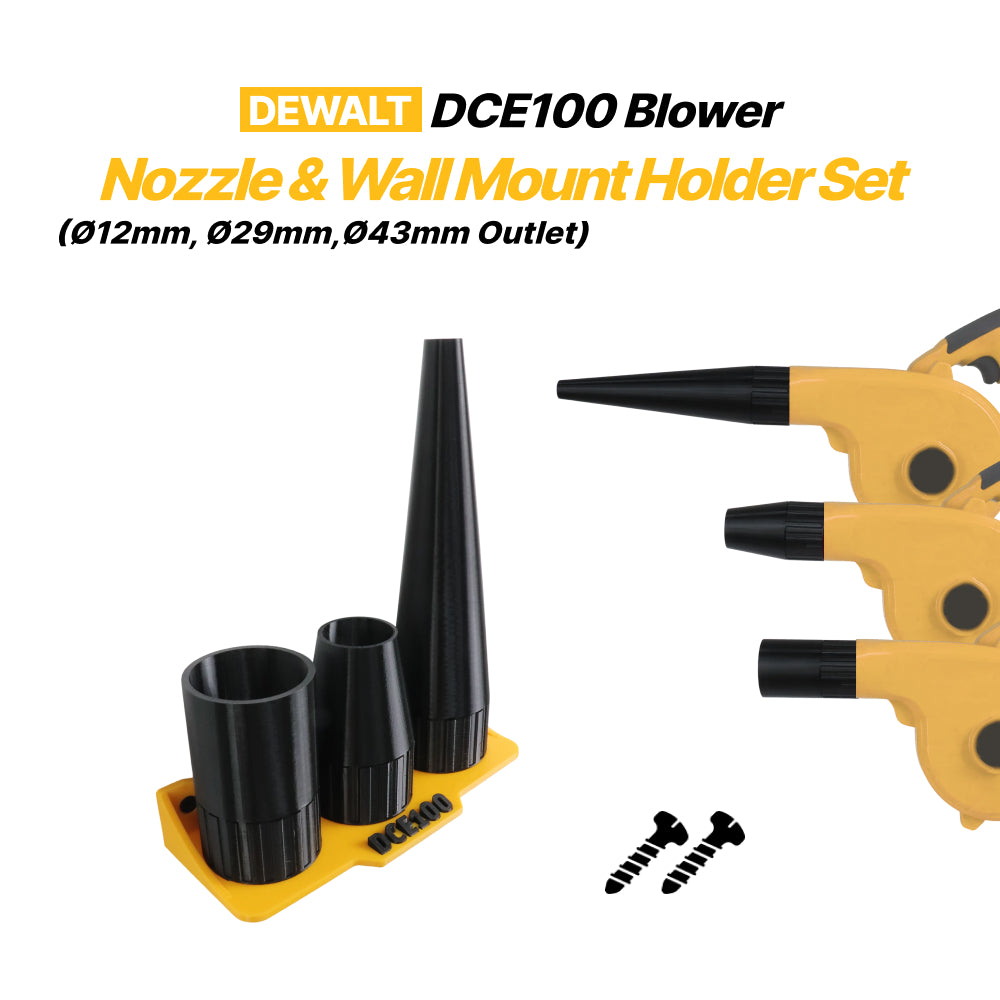 Dewalt DCE100 Round Blower Nozzle 3-Piece Set with Wall Mount Holder