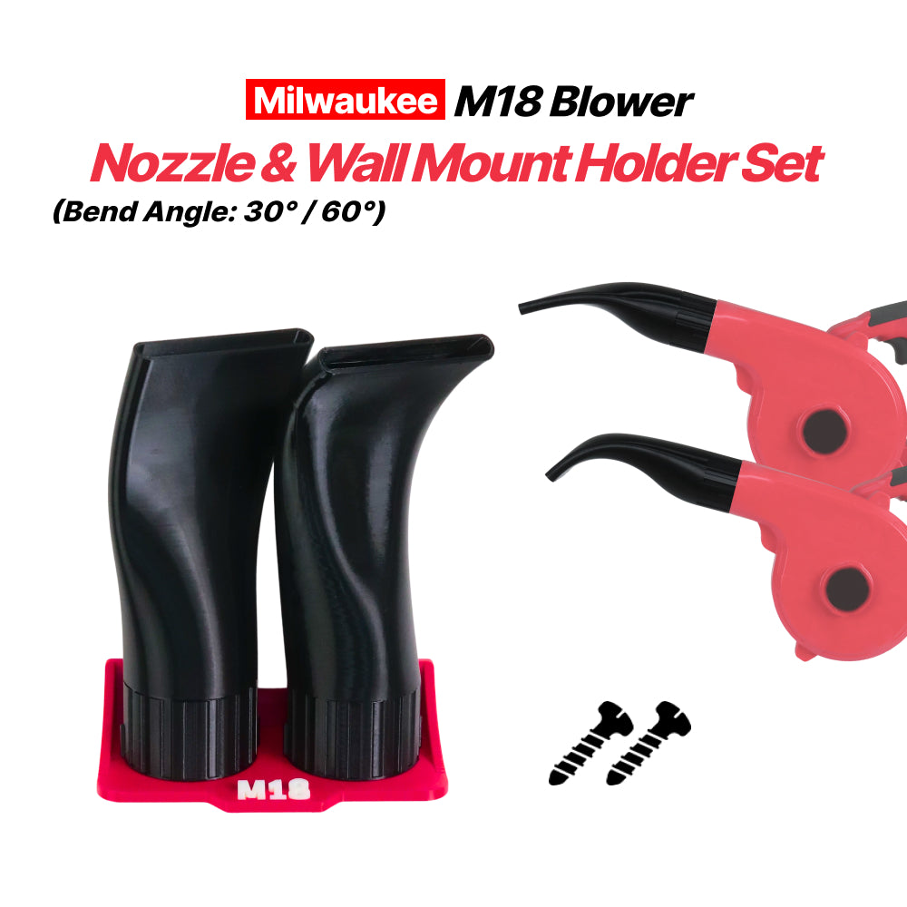 Milwaukee M18 Blower Flat Nozzle 30° & 60° Set with Wall Mount Holder
