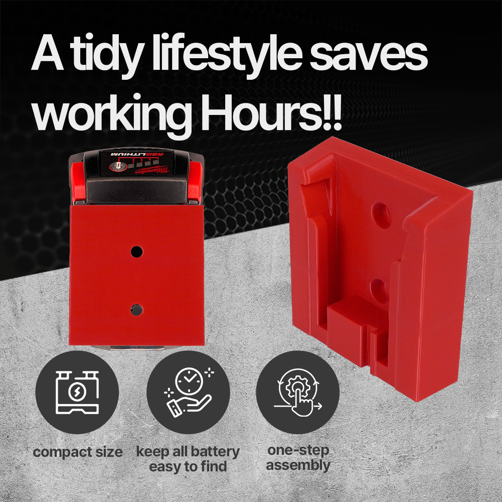 8x Battery Storage Holder for Milwaukee M18 – Wall Mount Organizer – Secure Fit – Durable PETG - Power Tool Accessories