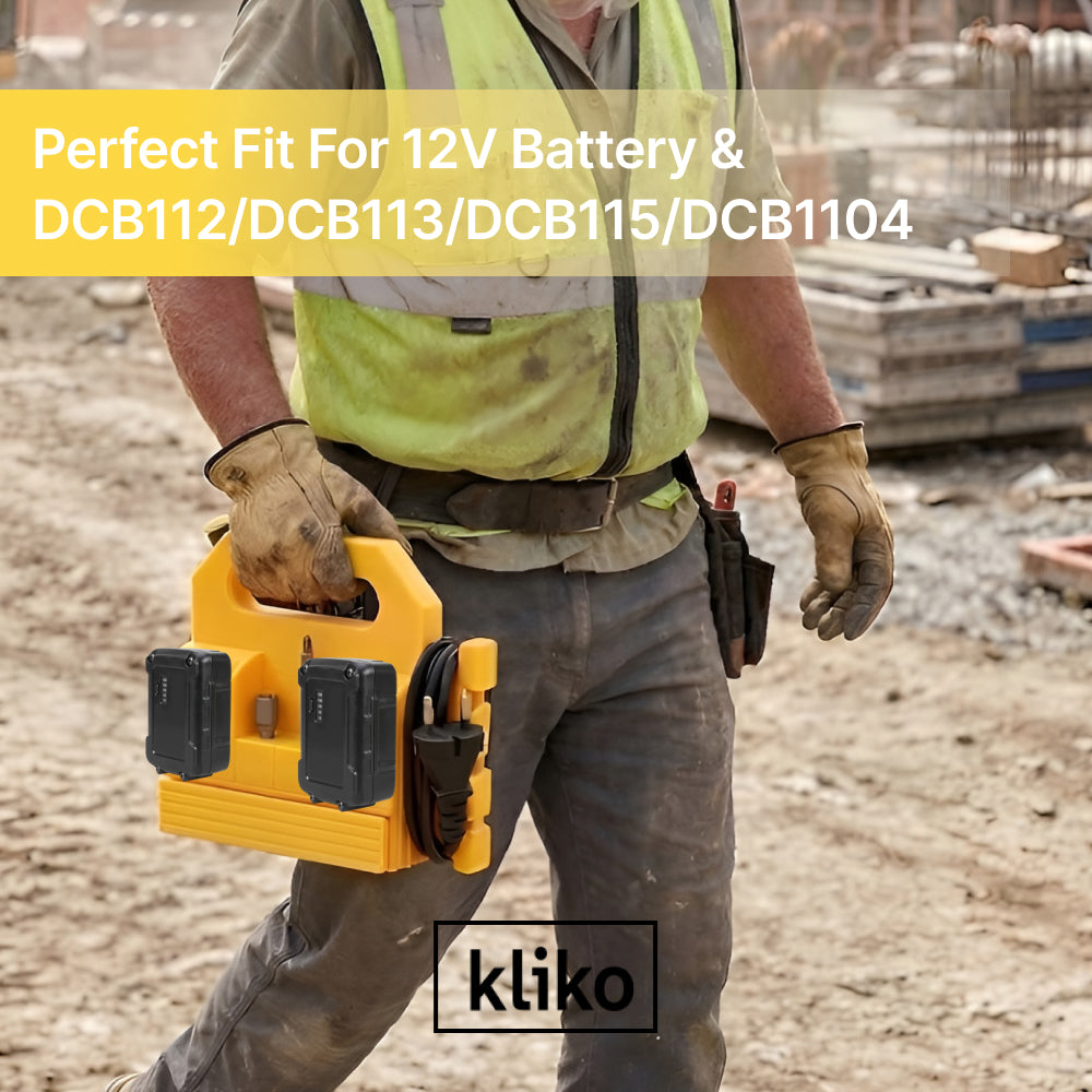 DEWALT 12V Battery & Charger Wall Mount Caddy (DCB112 / DCB113 / DCB115 / DCB1104), Storage Holder
