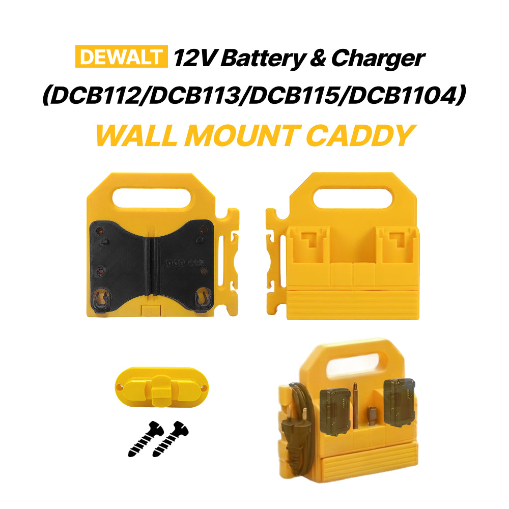DEWALT 12V Battery & Charger Wall Mount Caddy (DCB112 / DCB113 / DCB115 / DCB1104), Storage Holder