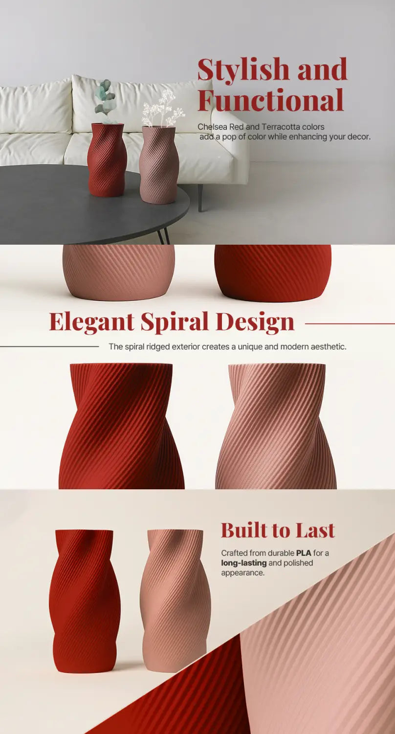 Elegant Spiral Ridged Vase – Modern Decorative Vase with Spiral Ridge Design Elegant Tabletop Flower Vase for Home