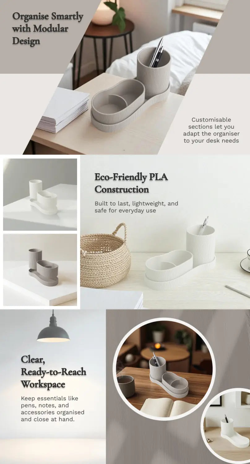 Eco-Friendly PLA Minimalist Organizer for Desk & Home – Customizable Storage for Office Supplies Stationery