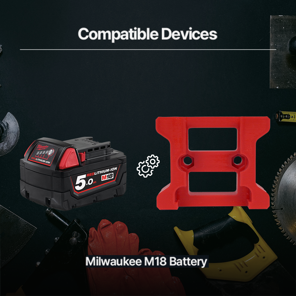 Angled Wall Mount Battery Holder for Milwaukee M18 – Durable PETG – Space-Saving Organizer - Power Tool Accessories
