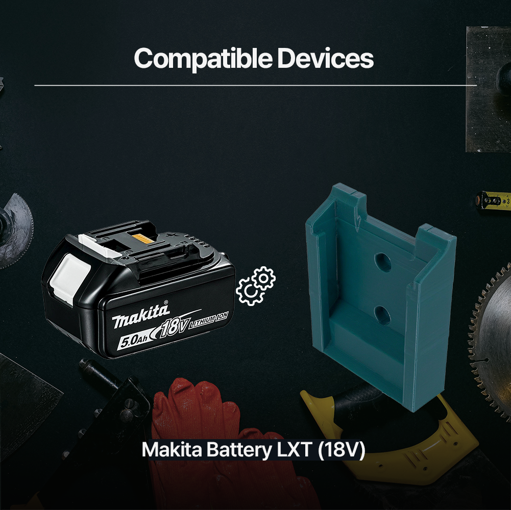 Battery Holder for Makita 18V – Secure Wall Mount Storage Rack for Makita LXT Batteries – Durable PETG Construction