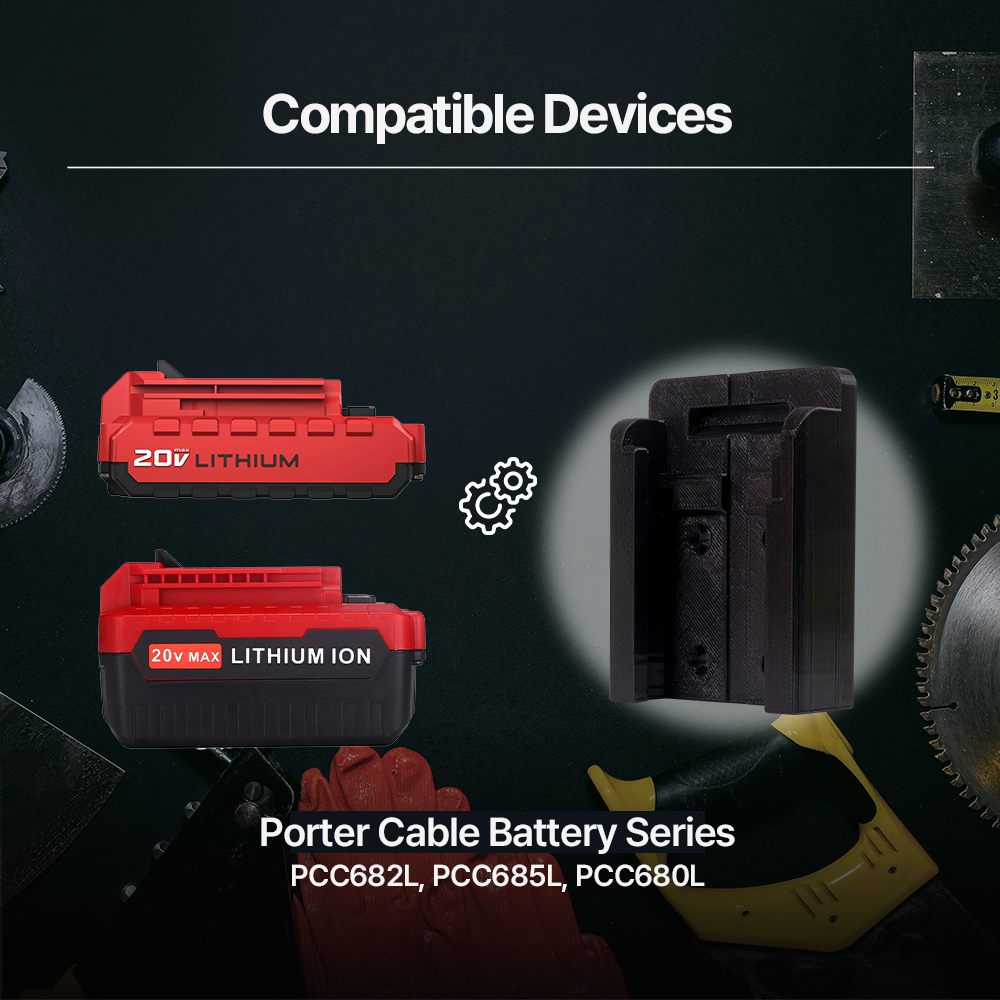 Battery Mount for Porter Cable 20V – Wall Organizer – Secure Fit – Durable PETG – Easy Install - Power Tool Accessories