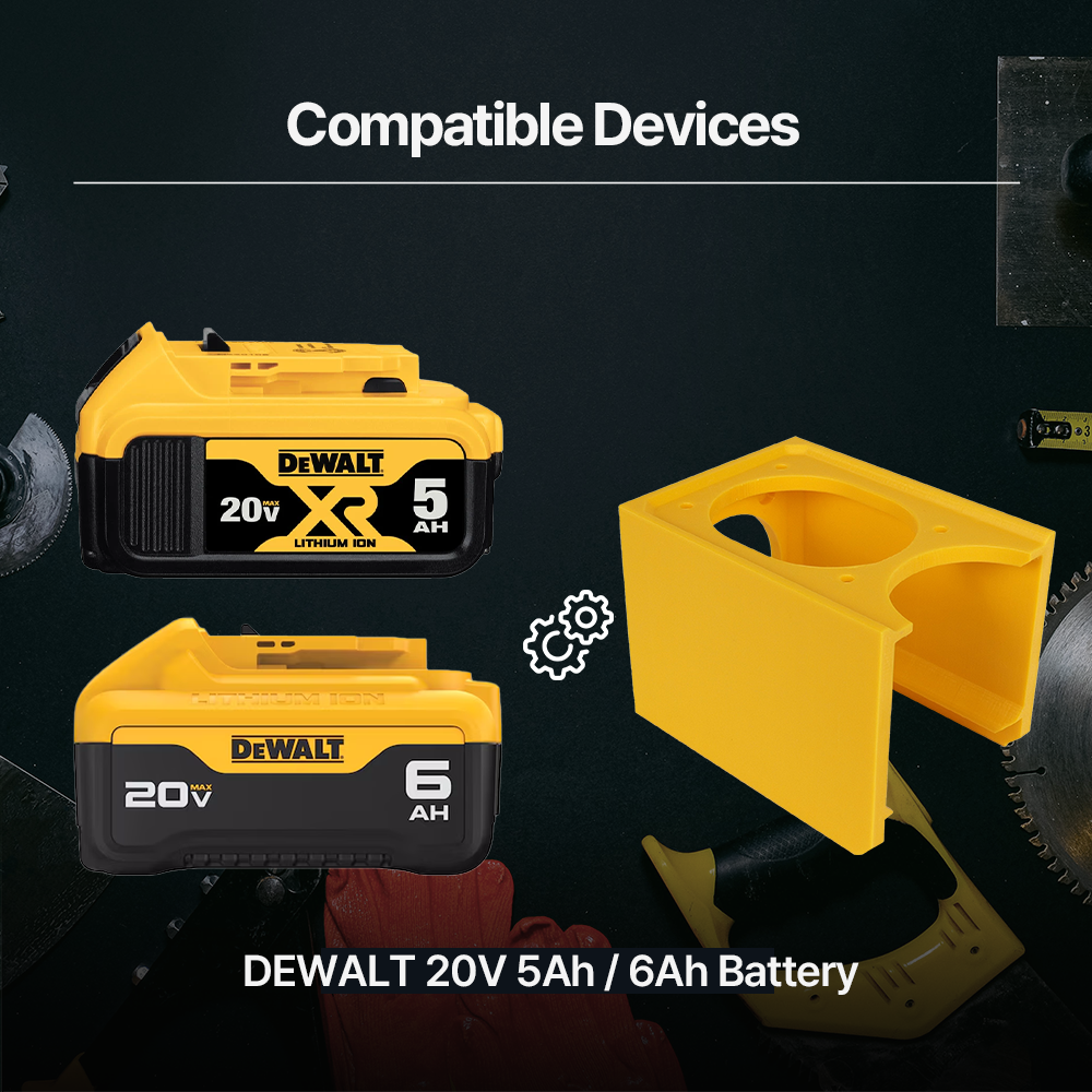 Battery Stacker Rack for DeWalt 20V – Fits 5Ah & 6Ah Batteries – Wall Mount Organizer – PETG Durable - Power Tool