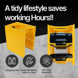 Battery Stacker Rack for DeWalt 20V – Holds 5Ah & 2Ah – Wall Mount Organizer – PETG Durable - Power Tool Accessories