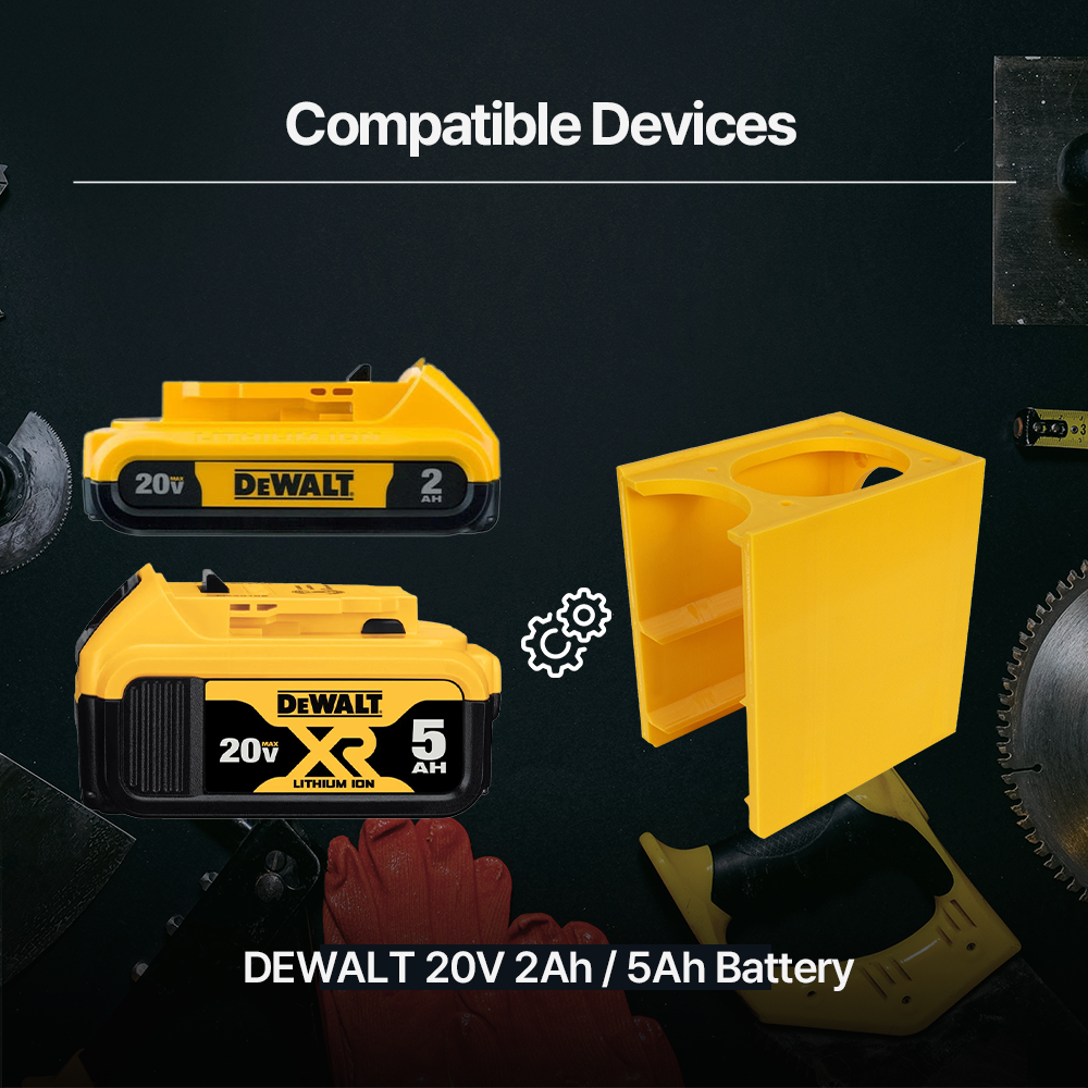 Battery Stacker Rack for DeWalt 20V – Holds 5Ah & 2Ah – Wall Mount Organizer – PETG Durable - Power Tool Accessories