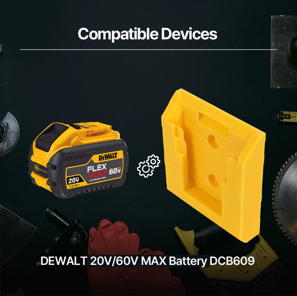 Battery Storage Holder for Dewalt 20V60V – Wall Mount Organizer – Secure Fit – Durable PETG - Power Tool Accessories