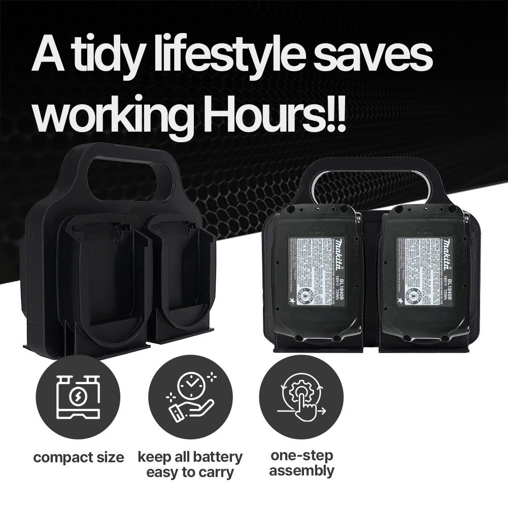 Battery X2 Caddy for Makita 18V – 4-Pack Wall Mount Holder – PETG Durable – Easy Installation - Power Tool Accessories