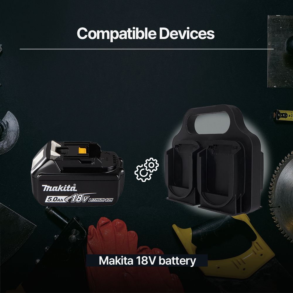 Battery X2 Caddy for Makita 18V – 4-Pack Wall Mount Holder – PETG Durable – Easy Installation - Power Tool Accessories