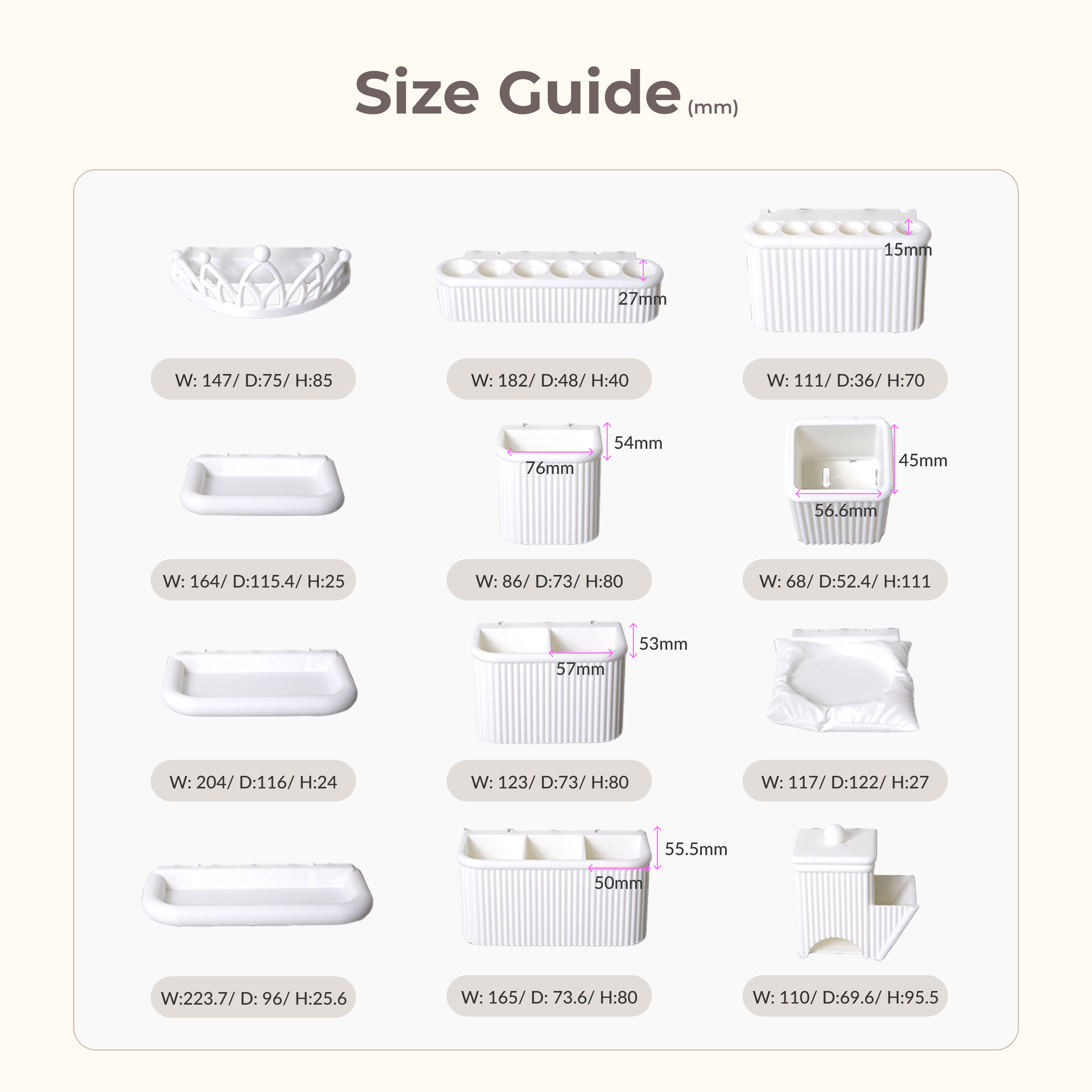 Beauty Organizer Set Compatible with IKEA Skådis – Pegboard Accessories | No Tools Required | 6/8/10/13 Piece 4 Options