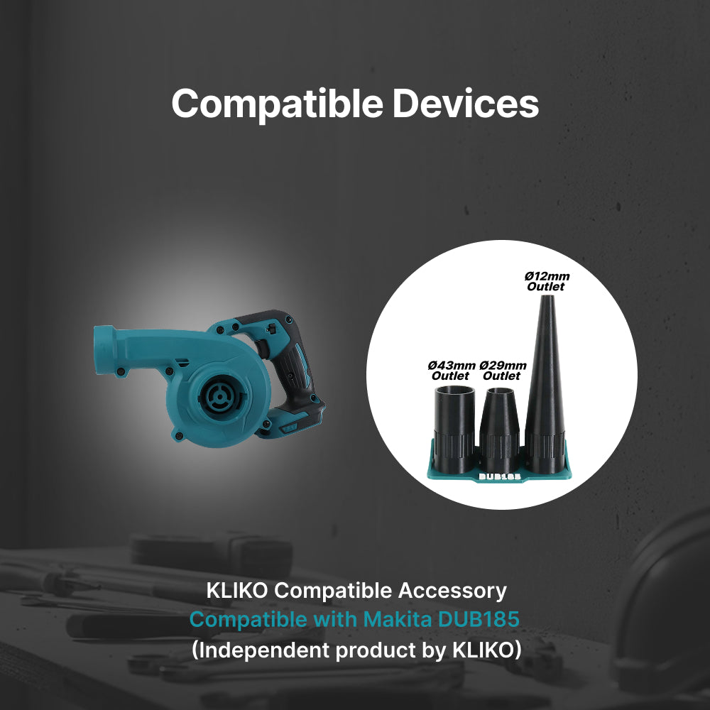 Makita DUB185Z Round Blower Nozzle 3-Piece Set with Wall Mount Holder