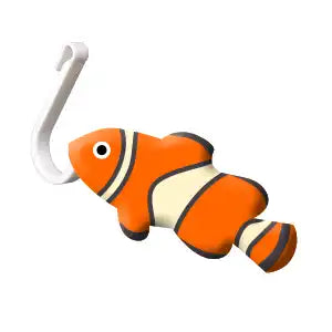 A clownfish-shaped wall hook.