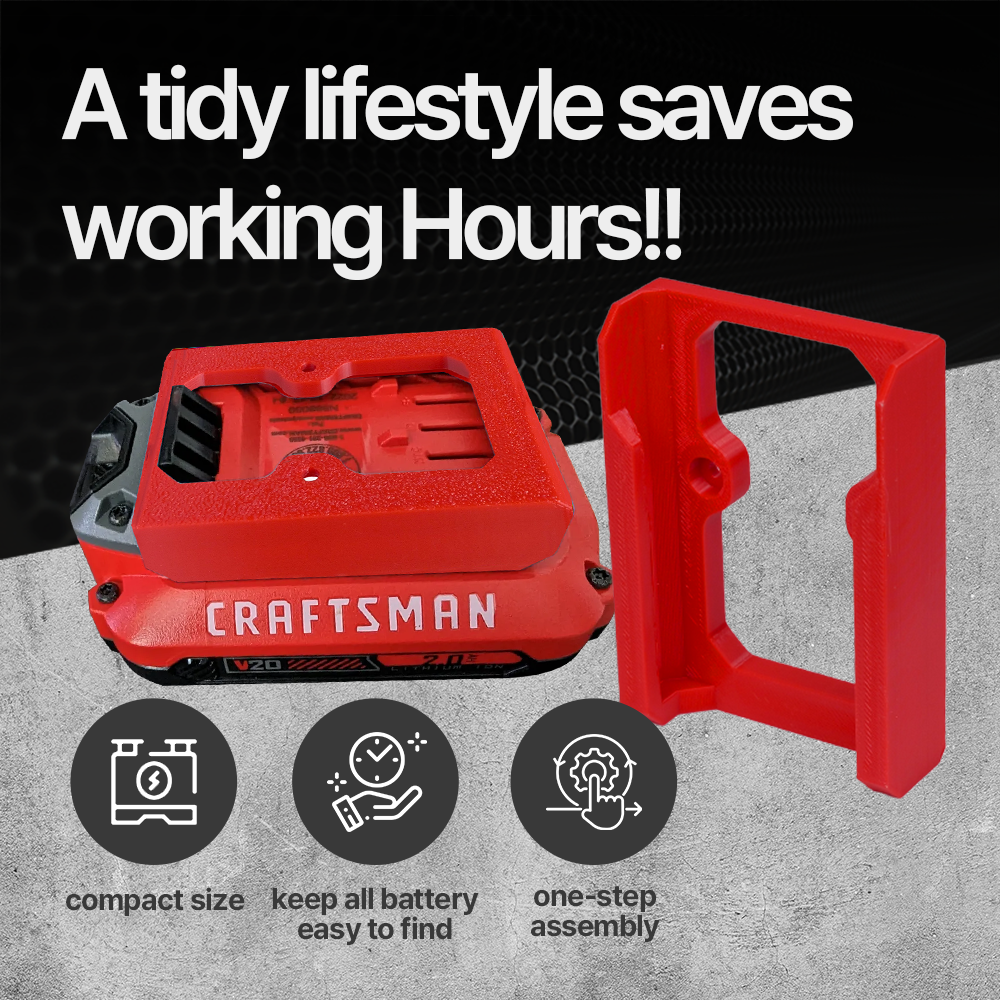 Craftsman Battery Mount / Holder – Battery Mount for Craftsman V20 – Securely holds and organizes your batteries