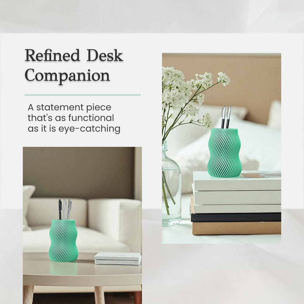 Cyan Fin Pen Holder – Sculptural Textured Desk Organizer Modern Minimalist Pencil Stand for Stylish Workspace Décor