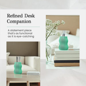 Cyan Fin Pen Holder – Sculptural Textured Desk Organizer Modern Minimalist Pencil Stand for Stylish Workspace Décor