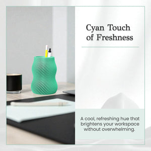 Cyan Fin Pen Holder – Sculptural Textured Desk Organizer Modern Minimalist Pencil Stand for Stylish Workspace Décor