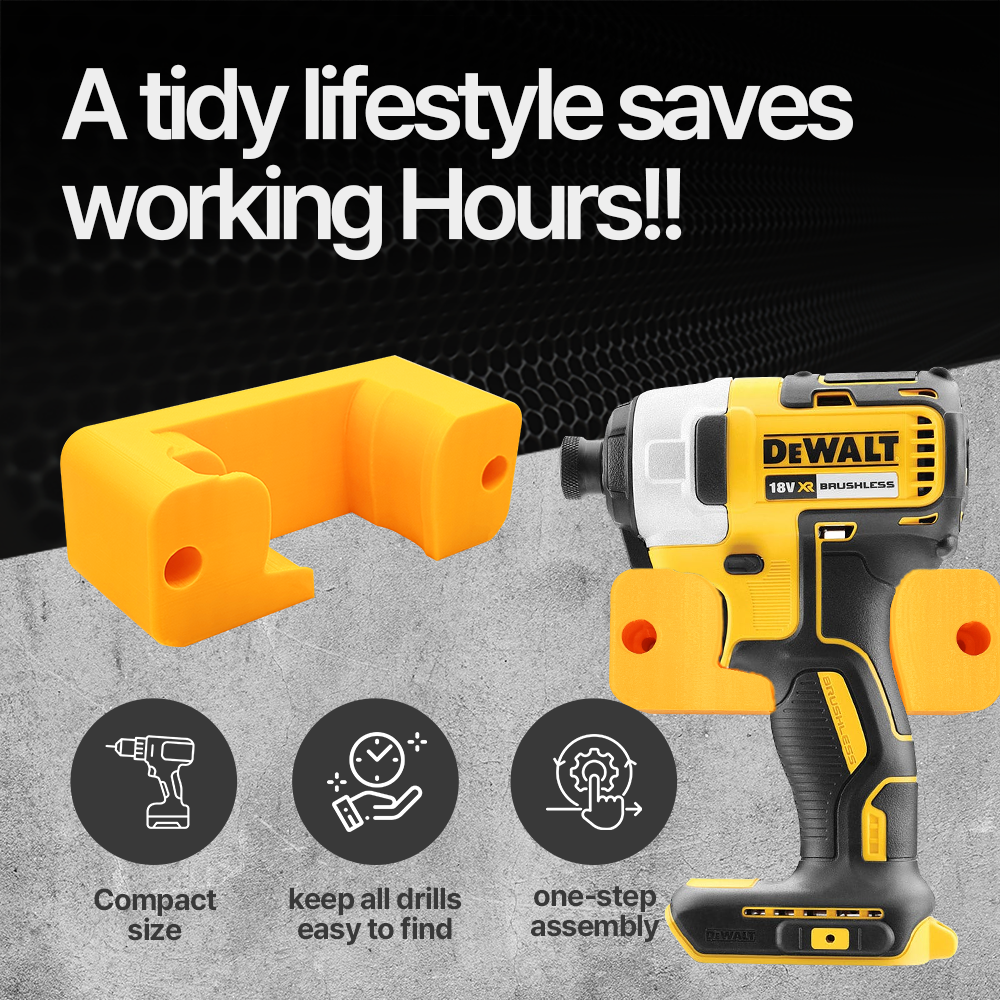 DeWalt Mount – Wall-mounted DeWalt Drill Holder for Space-Saving Organization – Maximize your Workspace and Keep