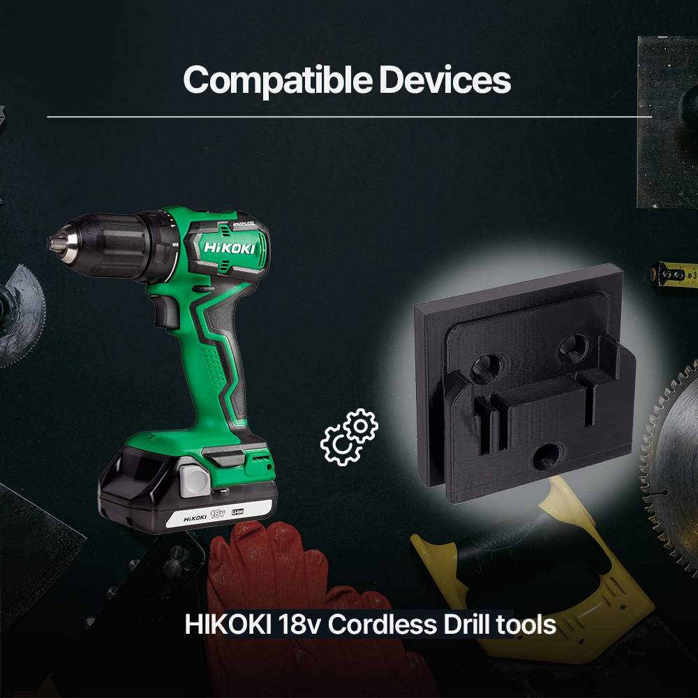 Drill Holder for HiKOKI / Hitachi 18V – Wall Mount Organizer – Secure Storage – PETG Durable - Power Tool Accessories