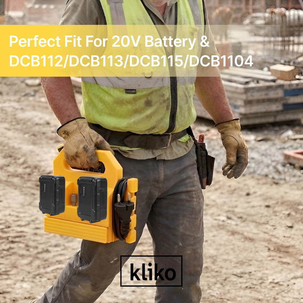 DEWALT 20V Battery & Charger Wall Mount Caddy (DCB112 / DCB113 / DCB115 / DCB1104), Storage Holder