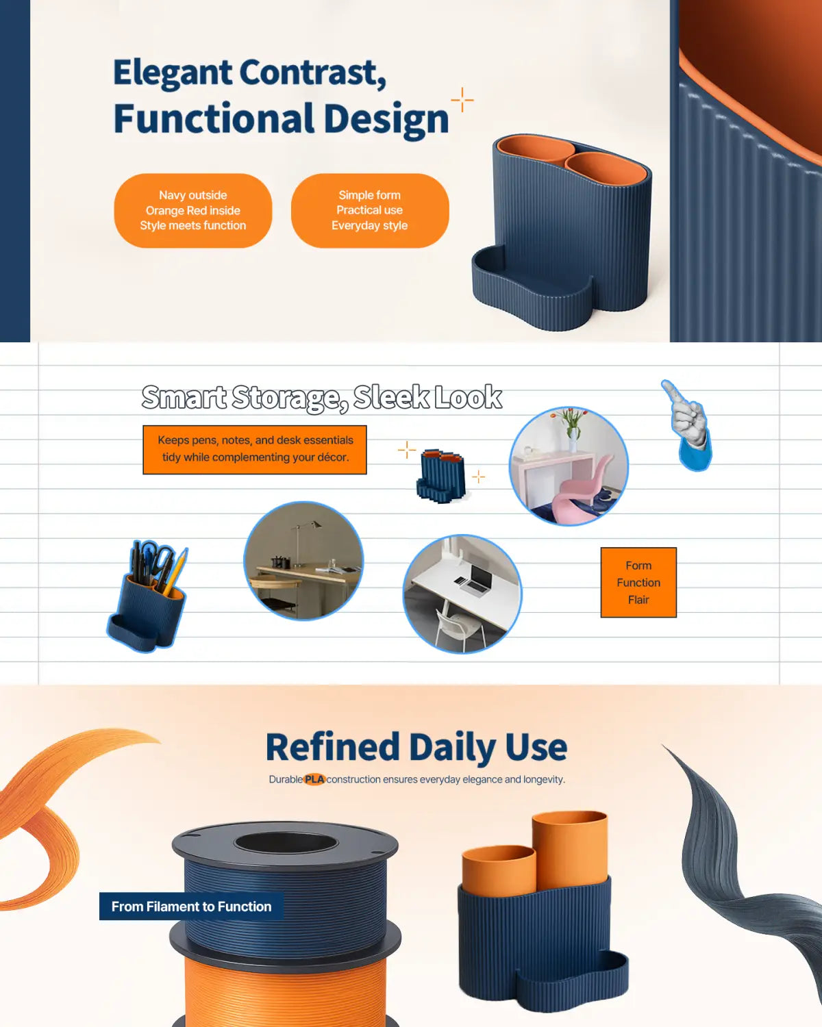 Revolve Desk Storage with Removable Divider – Compact Rotating Desktop Storage with Removable Insert for Pens Pencils