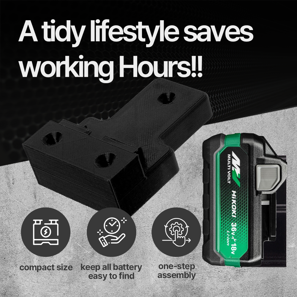 Hikoki Hitachi 18V lithium battery holder – Battery Holder for HiKOKI & Hitachi 18V & 36V – Saves space and keeps
