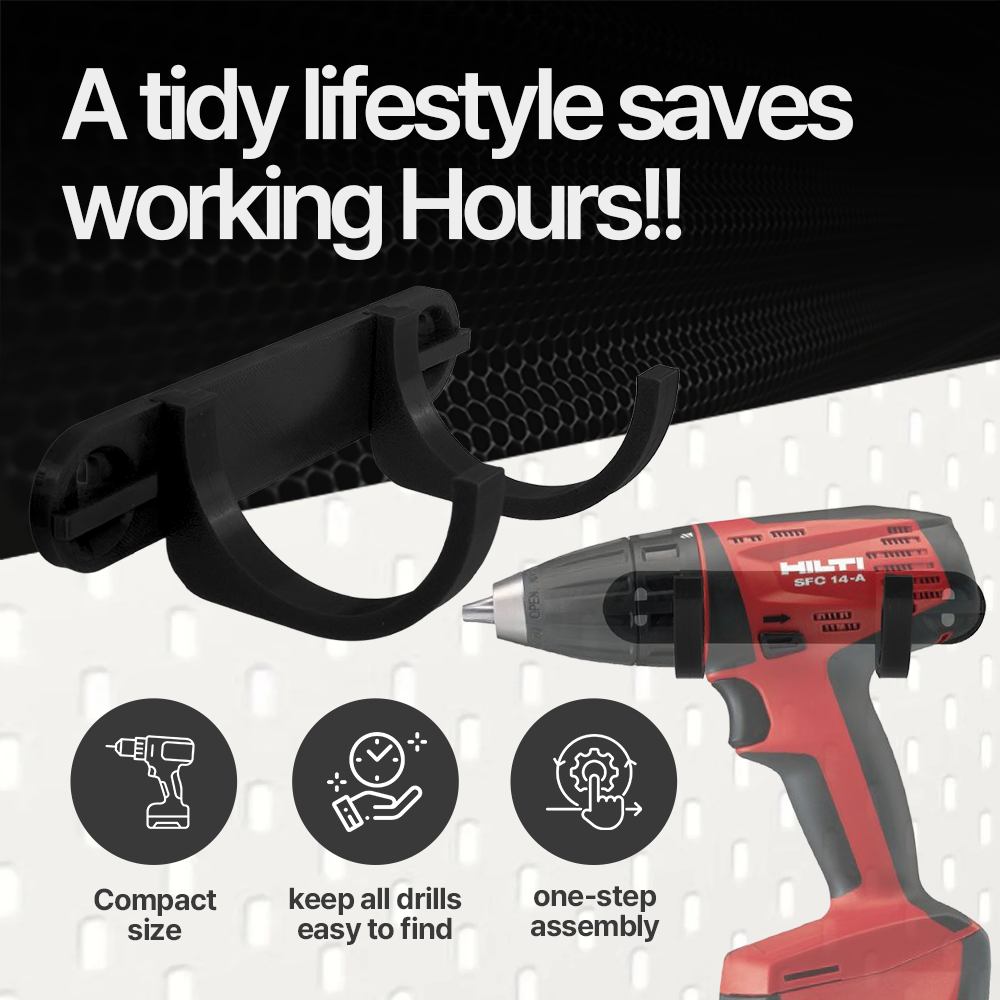 Hilti Cordless Drill Holder – Skadis Pegboard Mount – Secure Fit – Compact Organizer - Power Tool Accessories