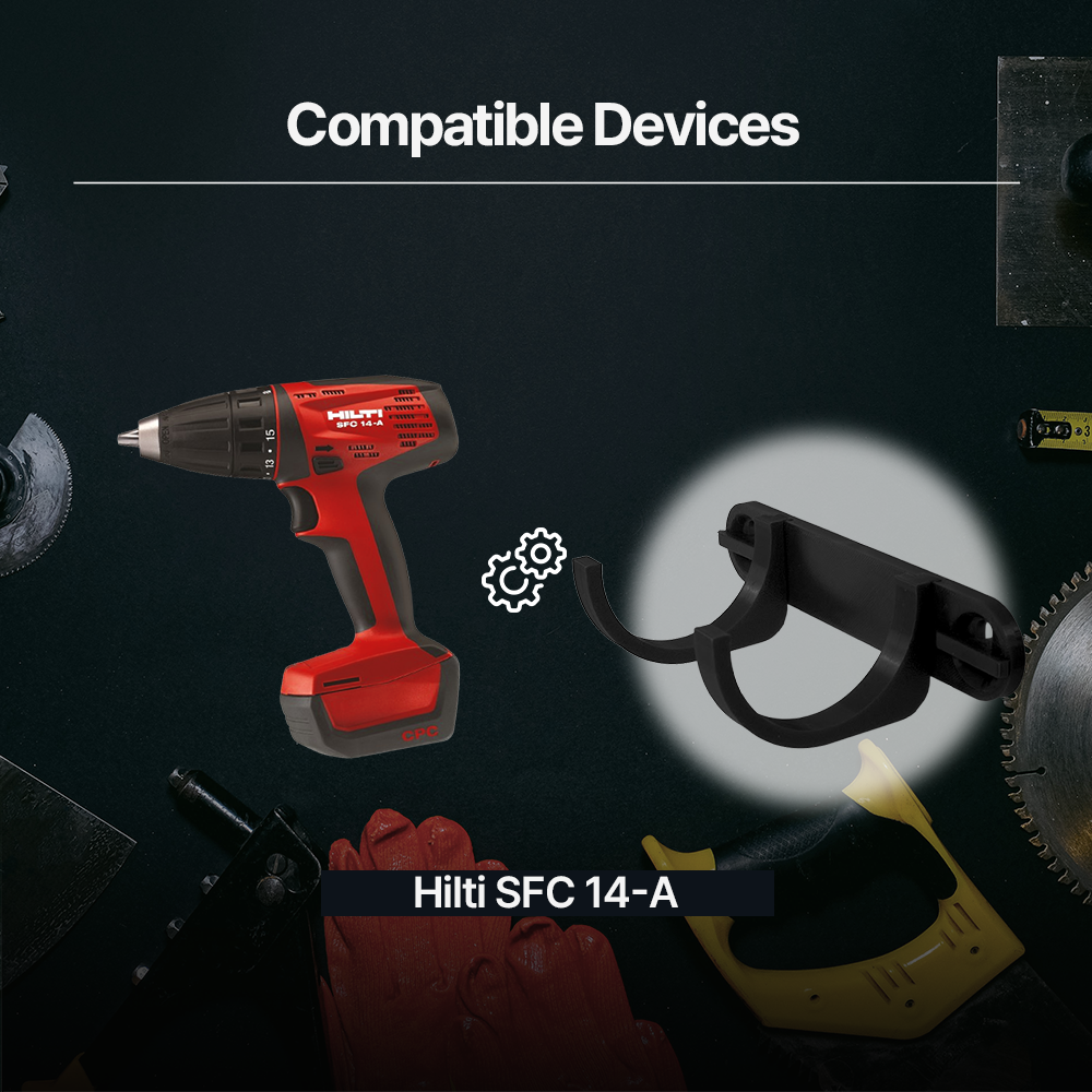 Hilti Cordless Drill Holder – Skadis Pegboard Mount – Secure Fit – Compact Organizer - Power Tool Accessories
