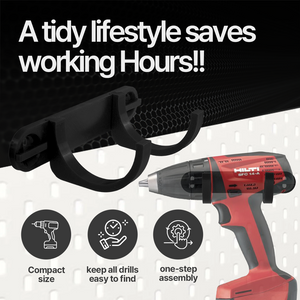 Hilti Cordless Drill Holder – Skadis Pegboard Mount – Secure Fit – Compact Organizer - Power Tool Accessories