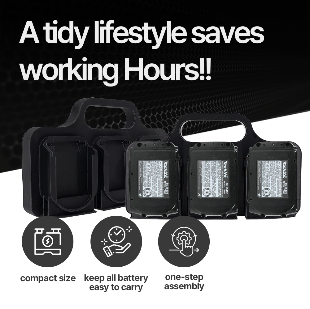 Battery X2 Caddy for Makita 18V – 6-Pack Wall Mount Holder – PETG Durable – Easy Installation - Power Tool Accessories