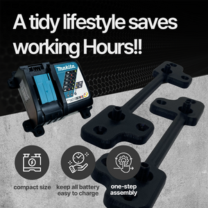 Makita Charger Wall Mount Bracket – Secure Holder for DC18RC & DC40RA Chargers Space-Saving Charger Storage Solution –