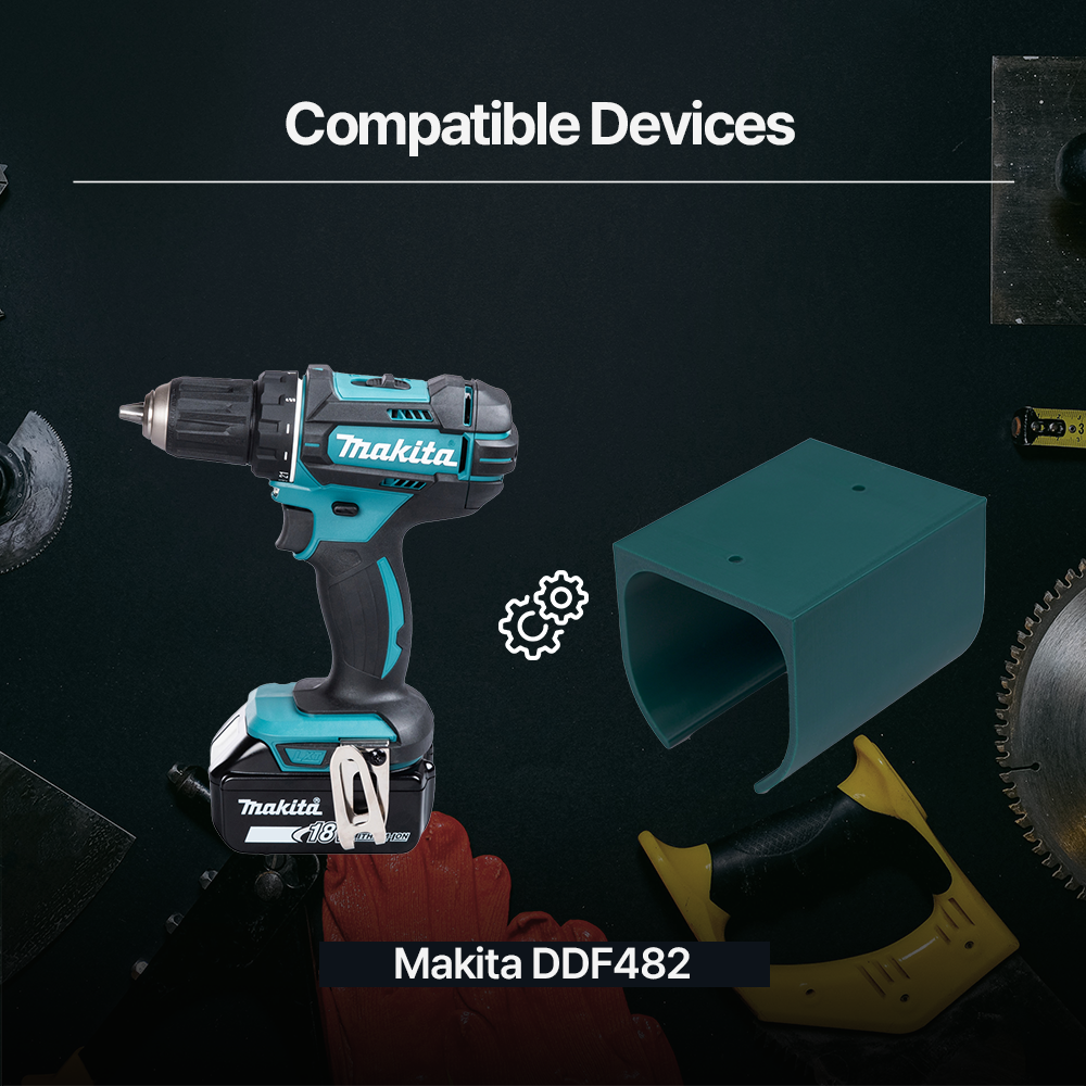 Makita drill hanger – Wall-mounted Makita Drill Hanger – Space-saving and easy access storage for 18V DDF482 Makita